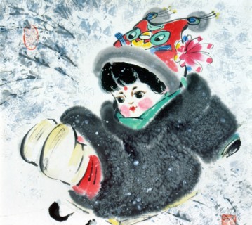 Peinture chinoise représentant un enfant