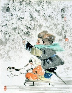 Peinture chinoise représentant un enfant