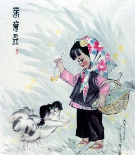 Peinture chinoise représentant un enfant