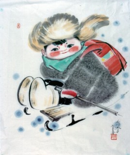 Peinture chinoise représentant un enfant