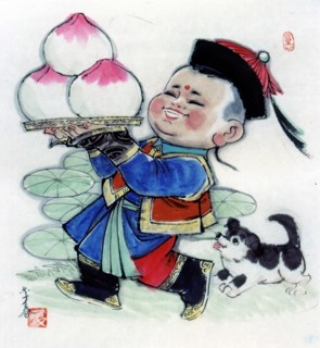 Peinture chinoise représentant un enfant