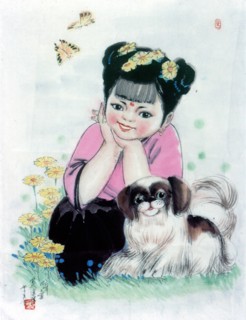 Peinture chinoise représentant un enfant
