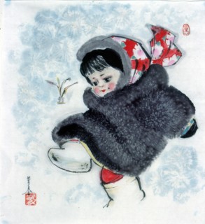 Peinture chinoise représentant un enfant