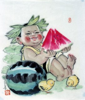 Peinture chinoise représentant un enfant