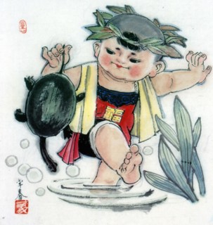 Peinture chinoise représentant un enfant