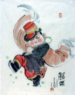Peinture chinoise représentant un enfant