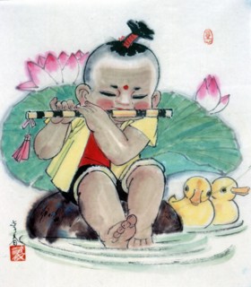 Peinture chinoise représentant un enfant