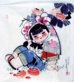Peinture chinoise représentant un enfant