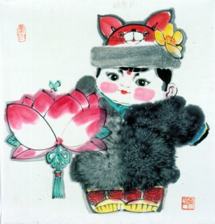 Peinture chinoise représentant un enfant