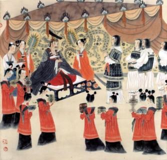 Légende chinoise traditionnelle : une jeune fille nommée Mu Lan, déguisée en homme,  va combattre à la place de son père