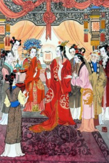 Illustration pour le célèbre roman chinois : "Rêve dans le Pavillon Rouge"