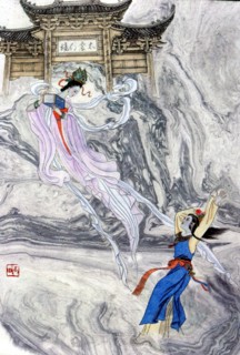 Illustration pour le célèbre roman chinois : "Rêve dans le Pavillon Rouge"