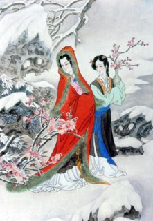 Illustration pour le célèbre roman chinois : "Rêve dans le Pavillon Rouge"