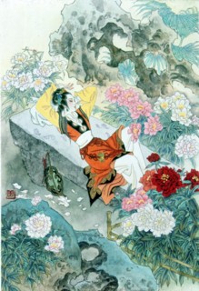 Illustration pour le célèbre roman chinois : "Rêve dans le Pavillon Rouge"