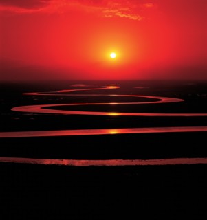 River landscape at sunset, China