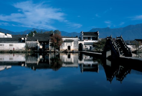 Fermes près d'une rivière, Chine