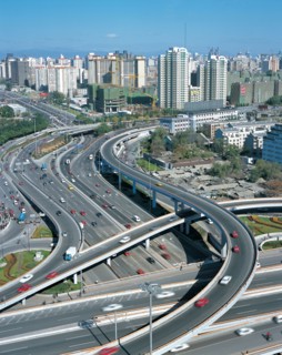 Croisement de routes à deux niveaux, Pékin, Chine