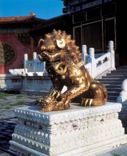 Copper lion, Beijing, Forbidden City, China
