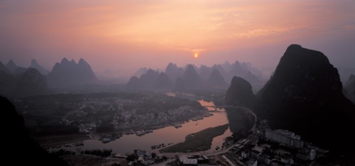 Vue aérienne de la ville de Guilin, Chine