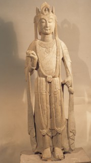 Bodhisattva en pierre, province du Gansu