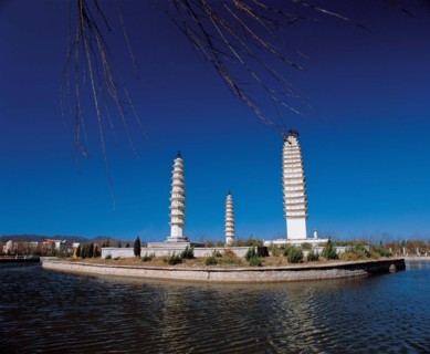 Three Pagodas in Chongsheng Temple in Dali, Yunnan, China