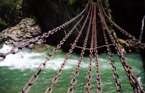 The iron-chain bridge over the Dadu River, Sichuan Province, China