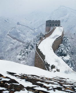 The Badaling section of the Great Wall is covered by heavy snow,Beijing,China