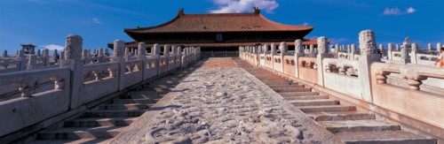 Carved stone between steps in front of a hall in Forbidden City, Beijing,China