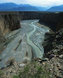 The dry river bed of a part of Yellow River in Gansu Province,China