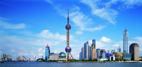 The Oriental Pearl Tower in Lujiazhui,Pudong area,Shanghai,China