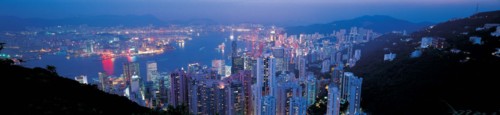 The skyline of Victoria Harbor, Hong Kong