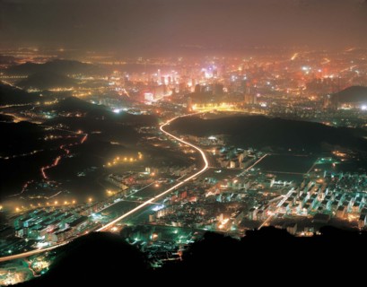 Nightscape of Luohu district, Shenzhen, China