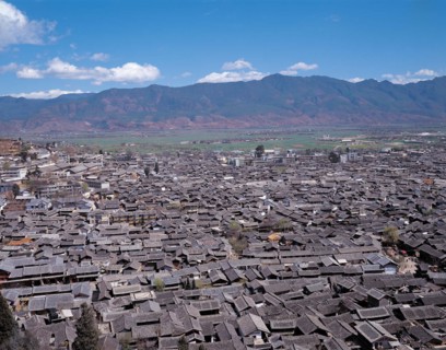 Bird's view of Lijiang ancient city, Yunnan,China