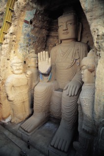 A Buddha statue of Tianti Mountain Grotto,Gansu Province,China