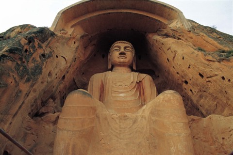 one of Buddha statues in Xumi Mountain Grottos,Ningxia Province,China