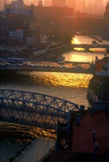 Suzhou river at sunset,Shanghai,China