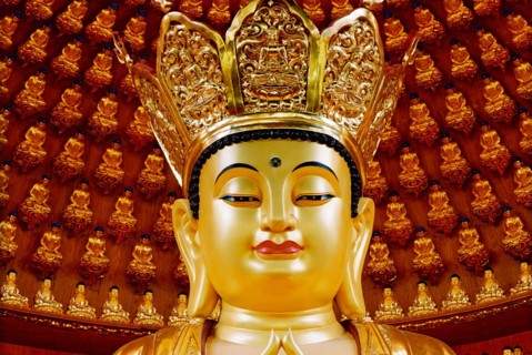 The head of Buddha statue in Hongfu temple of Shanghai,China