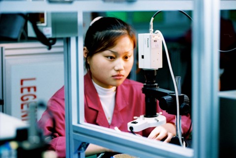 A workshop of electronic factory in Zhangjiang industrial zone of Shanghai,China