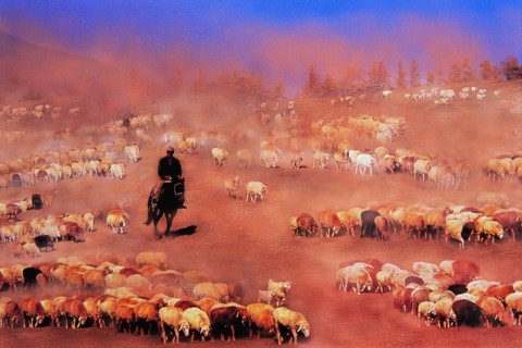 The Sheep herd on the grassland of Sinkiang,China