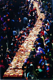 The traditional street banquet of Hani People of Yuanyang County by the Mount Ailao,Yunnan Province,China