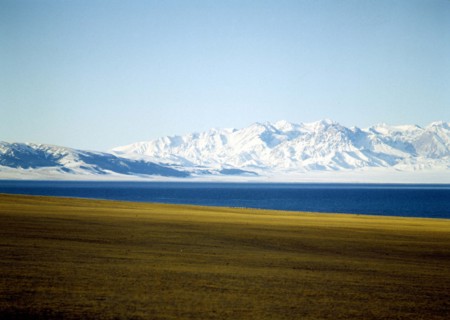 snow-covered mountains by the Sayram Lake,Sinkiang,China