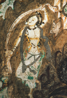 A fresco at Kizil Thousand Buddha Caves,Baicheng,Sinkiang Province,China