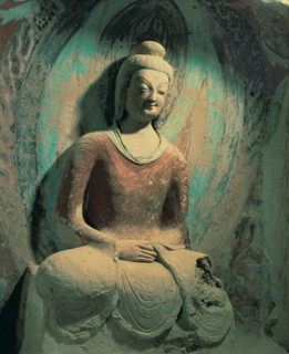 A Buddha statue at Cave 259,Mogao Grottoes,Dunhuang,Gansu Province,China