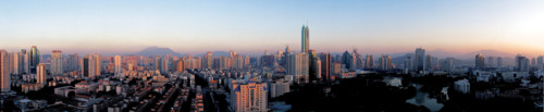 A panoramic shoot of cityscape of Luohu District,Shenzhen,China