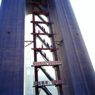 A Yangtse River Bridge under construction,Badong County,Hubei,China