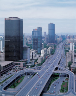Bird's view of three loop road of Beijing,China