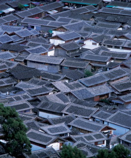 Folk residential houses at historic site of Lijiang,Yunnan Province,China