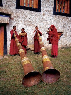 lamas who live in Litang,Sichuan Province,China