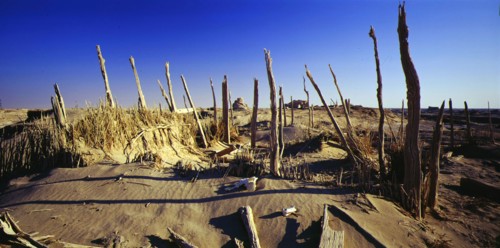 Ruins of residential houses in Lop Nur, Xinjiang,China