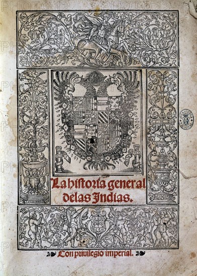 FERNANDEZ DE OVIEDO G
PORTADA DE"Hª GENERAL Y NATURAL DE LAS INDIAS"PG 1 RAROS/3429
MADRID,